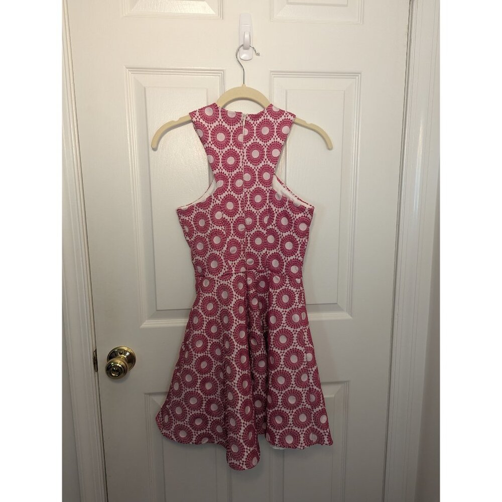 Sleeveless Pink Patterned Fit & Flare Dress - Picture 4 of 5